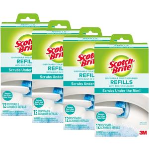 Scotch-Brite Disposable Toilet Scrubber Refills, Removes Rust & Hard Water Stains, 48 Disposable Refills (12 Count (Pack of 4))