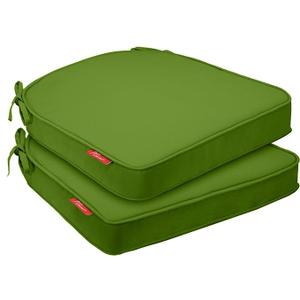 Pcinfuns Outdoor Chair Cushions 19"x19"x3" Set of 2,Memory Foam Seat Cushion for Patio Furniture with Ties,Removable Cover Hidden Zipper Round Corner for Yard Garden, Grass Green