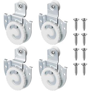 4 Piece Sliding Closet Door Hardware Rollers Wardrobe Cabinet Door Hangers Knob Adjustable Hooks with 8 Screws