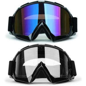 ATV Dirt Bike 2-Pack Motorcycle Motocross Goggles for Men Women MX Riding UTV Helmet Offroad Goggles, UV400 Anti-Scratch Fog Dustproof for Adults Youth Kids(Color+Clear) ATV Dirt Bike 2-Pack Motorcycle Motocross Goggles for Men Women MX Riding UTV Helmet Offroad Goggles, UV400 Anti-Scratch Fog Dustproof for Adults Youth Kids(Color+Clear)
