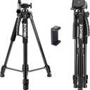 61 Camera Tripod,Cell Phone Tripod Stand with Travel Bag and Phone Holder, Professional Travel DSLR Tripods Compatible with Cameras, Cell Phones, Projectors, Webcams, Spotting Scopes