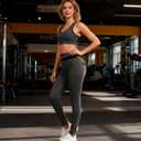 Gym People Workout Leggings for Women No Front Seam High Waisted with Pockets Print Tummy Control Yoga Activewear (Gray, M)