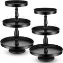 Maxdot 2 Pcs 3 Tier Cupcake Stand Holder, Round Cupcake Stand Serving Tray, Metal Tiered Tray Pastry Dessert Cake Tower Display Stand for Baby Shower Tea Party, Wedding and Birthday (Black)