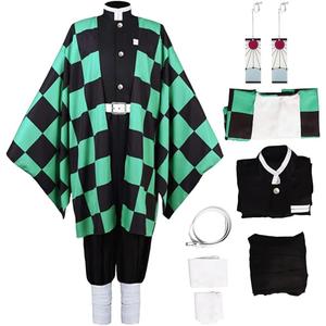 Moalioi Anime Cosplay Costume Kimono Halloween Women Men's Set Accessories (XX-Large, Tanjiro)