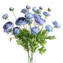 5Pcs Artificial Ranunculus Flower Silk Flowers Persian Buttercup for Home Wedding Decoration Floral Creation Flower Arrangement DIY Project (Champagne)