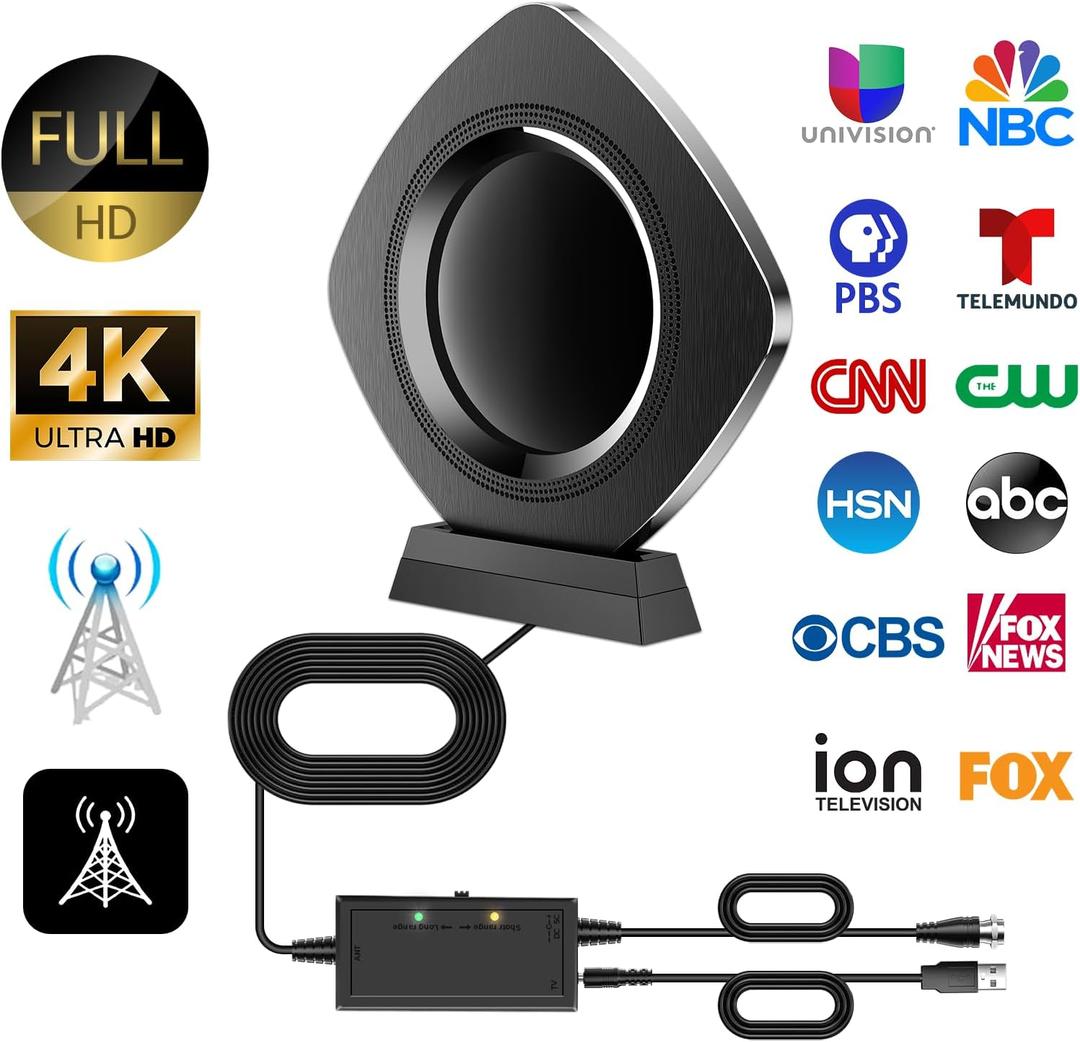 TV Antenna Up 1200+ Miles Range 2K 1080p