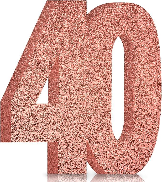 40th Birthday Decorations for Women,40th Anniversary Decorations,Rose Gold Glitter 40th Birthday Party Centerpieces for Table Decorations,40 Table Topper Decor