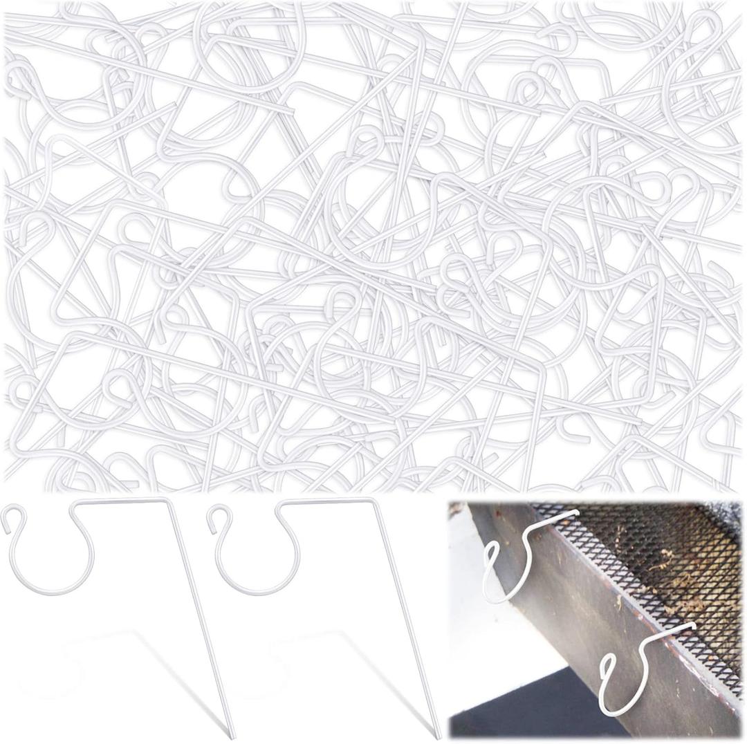 Ferraycle Metal Christmas Light Gutter Hooks Christmas Light Hanger Hooks for Gutters Stainless Steel Xmas Outdoor Clips for Kitchen Bathroom Work Shop Garden(White,100 Pieces)