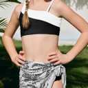blibean Teen Girls Swimsuit Three Piece Cutout Bathing Suits Bikini Set Size 6-15 Years (Black, XXL)