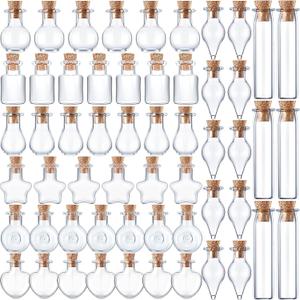 Geiserailie 80 Pieces Tiny Glass Bottles Spell Jars with Cork Stoppers Small Mini Wishing Potion Bottles Witchcraft Supplies for Winter Wedding Party Decor Drifting DIY Crafts Project(Classic Style)