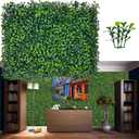 Artificial Grass Wall Backdrop Panels,16 X 12 in 24P(32 sqft) UV-Anti Greenery Boxwood Panels for Indoor Outdoor Green Wall Decor & Ivy Fence Covering Privacy