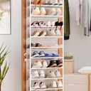 Whitmor 36 Pair Over the Door Shoe Rack,12 Tier Hanging Shoe Organizer with Metal Frame & Mesh Shelves, Heavy Duty Shoe Storage Holder for Door, No Drill Installation, 74" H x 21.7" W x 7.5" D, White