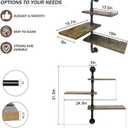 3 Tier Industrial Pipe Shelving Rustic Wood Floating Shelf, Adjustable Corner Wall Mounted Storage Shelves for Farmhouse Kitchen Office Bathroom and Home Decor Shelf