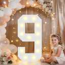 Pooqla 2.4FT Light Up Numbers, Marquee Numbers 2.4 Feet Tall Party Decor for Her Him, Mosaic Big Sign for 9th 19th 90th Birthday Anniversary Decoration Backdrop, Large Pre-Cut Frame Number 9