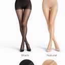 PIOGOWE 2Pack Sheer Tights for Women, 20D Legs, 40D Reinforced Top, Run-Resistant Knit, High-Stretch Waist, Reinforced Toes (Black, XL)