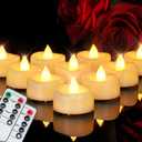 Remote Candles, 24 Pack Flameless Tea Lights Candle Battery Operated, 400+Hours LED Tea Lights with Remote, Timer Battery Votive Candle for Holidays Wedding Home (Warm White, Ivory Shell)