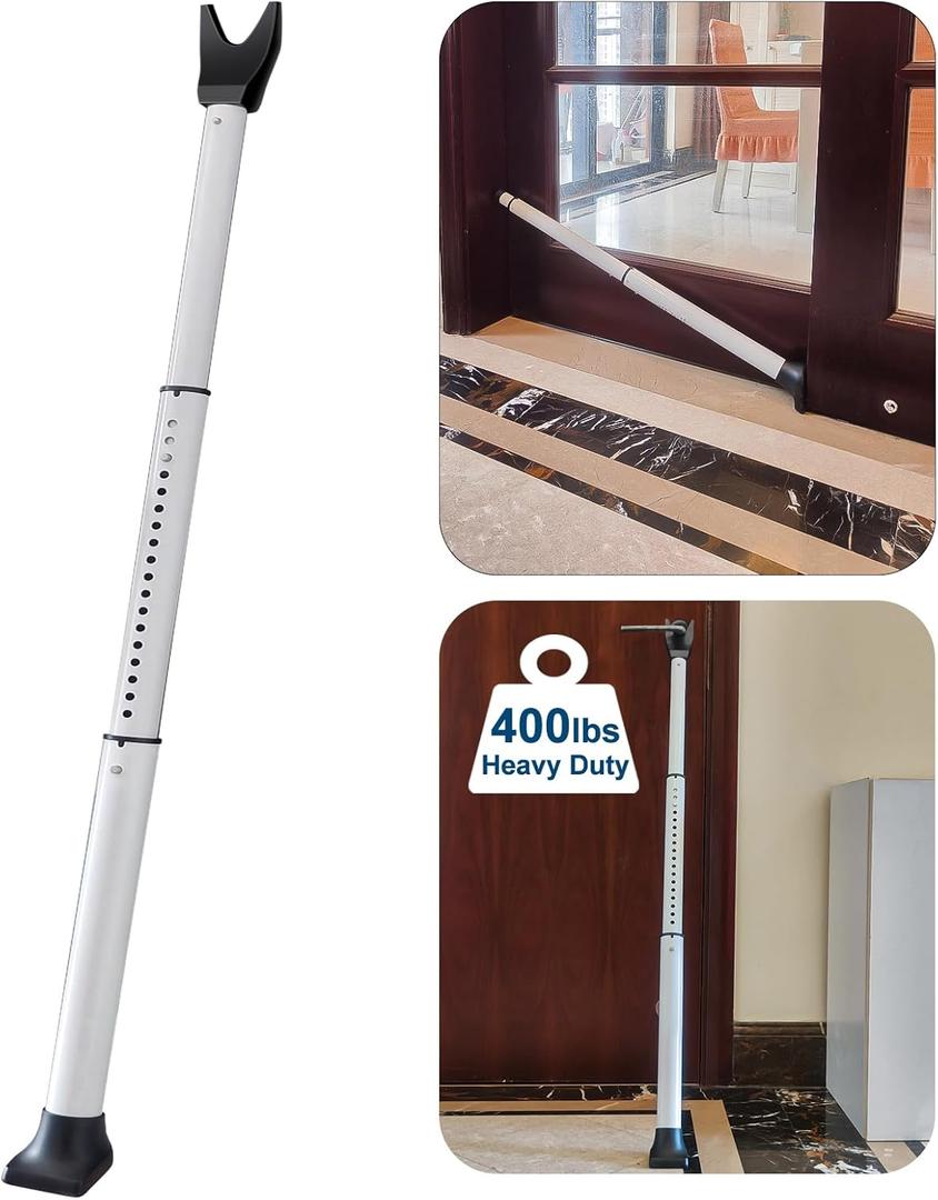 Rerishom Door Security Bar, Door Stoppers Security bar,Heavy Duty Door Lock Security Door Jammer Door Stopper for Apartment, Hotel Room,Screen Door Hardware, 1 Pack (White)