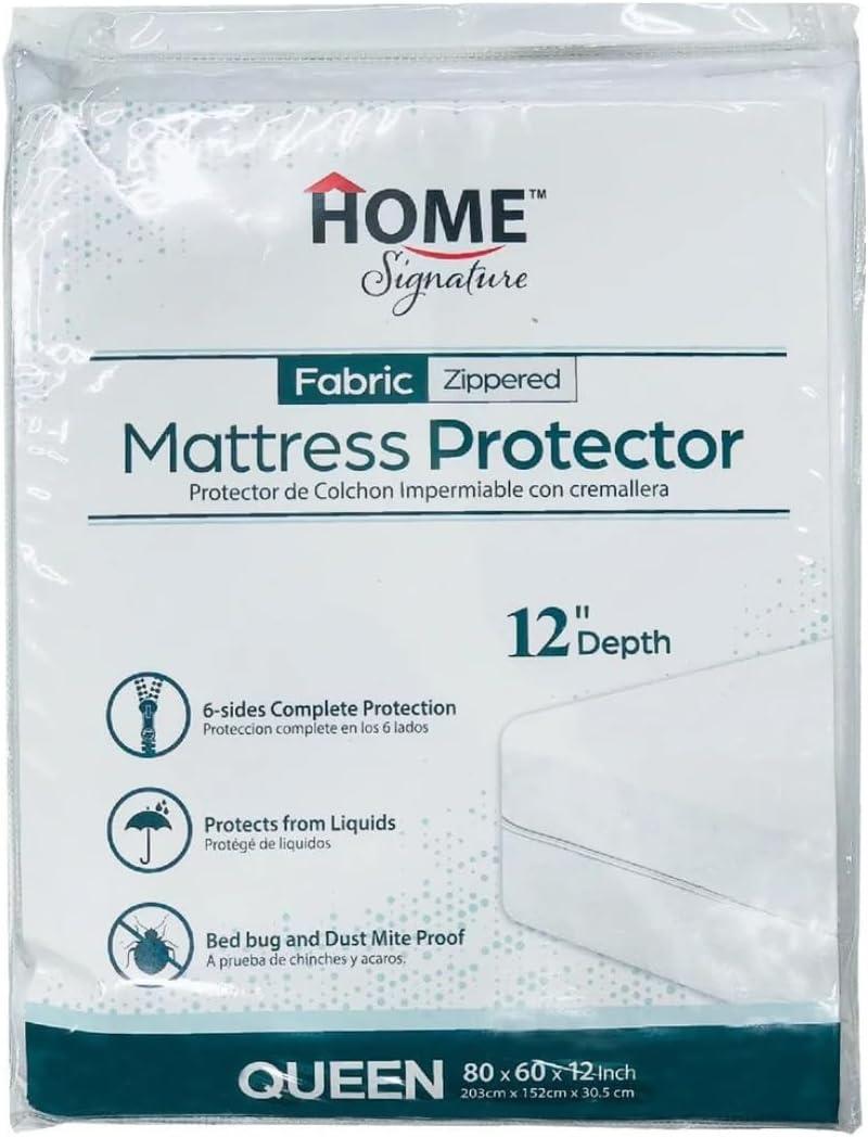 Zippered Waterproof Mattress Protector  6-Sided Encasement, Bed Bug & Dust Mite Proof, 12 Deep Cover for Full Protection (Queen)