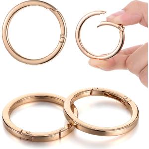 4Pcs Metal O Ring, 2 Inch Keychain Rings, Large Gold Key Rings, Carabiner Keysring Clip, Round Carabiner Clip, Flat Spring O-Ring for Purse Strap, Handbag, Key Chain Hooks Accessories