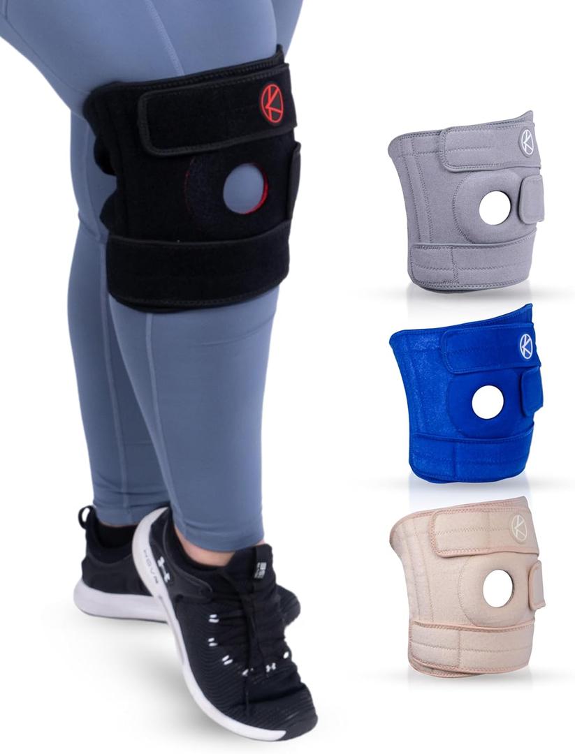 KARM Plus Size Knee Brace for Women & Men Plus Size - Adjustable Knee Support Brace for Meniscus Tear, Arthritis Pain, Compression with Side Stabilizers - Obese People (4XL/5XL/6XL Black) (Size 3 (4XL/5XL/6XL), Black)