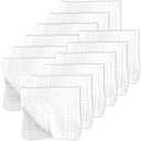 SWEET DOLPHIN 12 Pack Muslin Burp Cloths Large 100% Cotton Hand Washcloths for Baby - Baby Essentials Extra Absorbent and Soft Boys & Girls Milk Spit Up Rags for Newborn Registry - White, 20" X10"