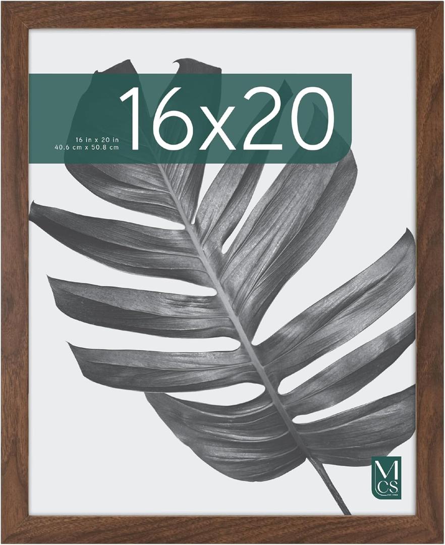 MCS Studio Gallery 16x20 Poster Frame Walnut Woodgrain, Vertical & Horizontal Wall Hanging Large Picture Frame for Photos, Posters & Art Prints (1-Pack)