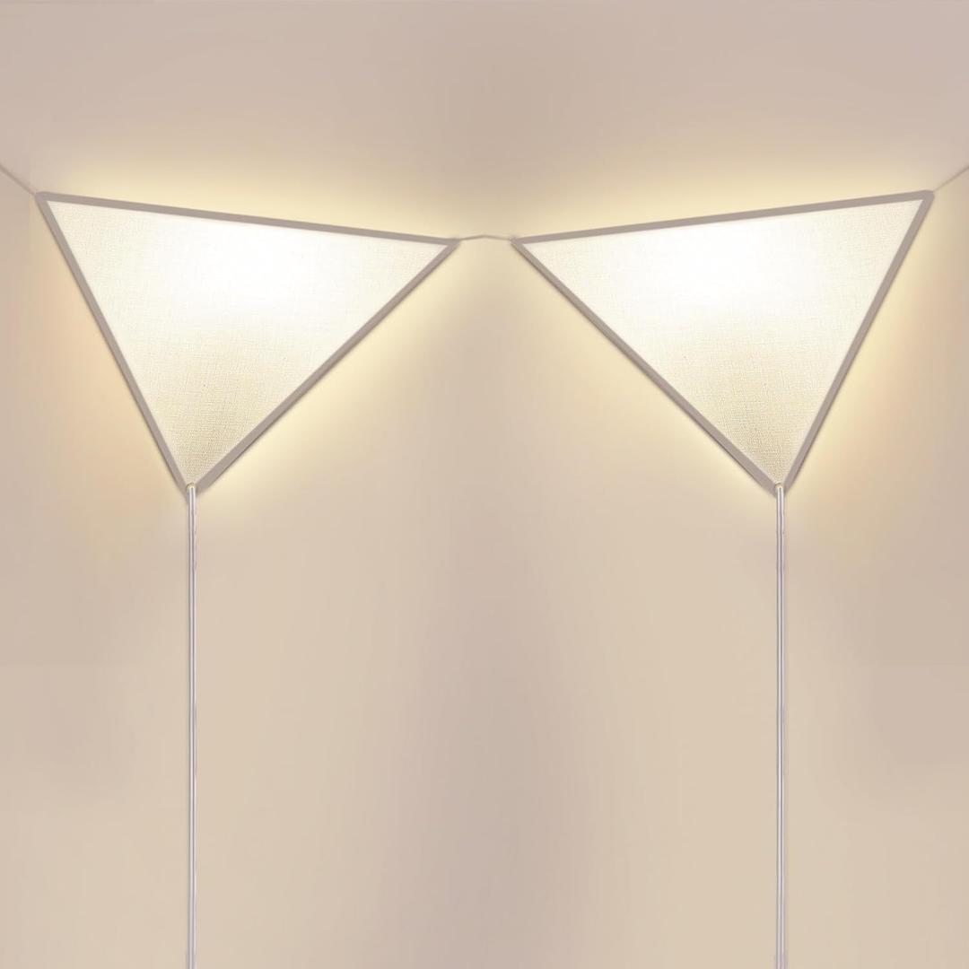 Linen Corner Light with Switch, Ceiling Corner Lights for Living Room, Plug in Ceiling Light for Dark Area, Lamp for Bedroom, Eco-Friendly, Bulb not Include(2 Pack)