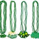 Moon Boat 18PCS St. Patrick's Day Shamrock Necklaces Clover Green Bead Irish Party Decorations Supplies for Adults