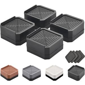 EclatBain Bed Risers Furniture Risers Heavy-Duty Rectangular Adjustable Block Lift to 3 inches and 4.3 inches Desk, Sofa, Chair Legs, Refrigerator, Washing Machine Support up to 4000 pounds (1 layer(1.5inches), Square-4 Pack-Black)