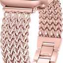 Minyee Compatible with Apple Watch Band 41/40/38/44/45/46/49/42mm Women, Dressy Stainless Steel Metal Chain Strap Designer Starlight Link Bracelet Wristband for iWatch Series 10 9 8 7 6 5 4 Ultra SE (42mm(Series 3)/44/45/49/46mm(Series 10), Rose Pink)