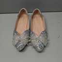 Flats Shoes Women Rhinestone Wedding Flats Comfort Pointed Toe Ballet Flat Shoe Low Heel Dress Shoes Sparkly Flats for Women, 37