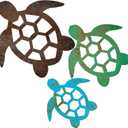 Threehoney 3 Sizes Metal Sea Turtle Wall Art Decor Beach Ocean Nautical Coastal Theme Decor Vintage Farmhouse Turtle Hanging Decoration for Indoor Outdoor Garden Backyard Pool Patio Kitchen Bathroom
