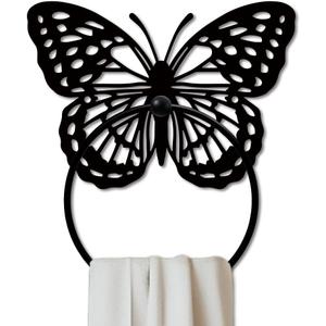 MAYJOYDIY Butterfly Metal Towel Ring Insects Hand Round Towel Holder Wall Decor Animal Towel Rack Wall Mounted for Kitchen Home Hanging Gifts Decoration