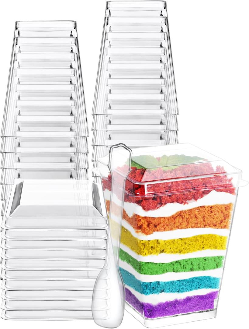 110 Sets 5oz Dessert Cups with Lids and Spoon - Parfait Cups with Lids for Appetizer for Party, Plastic Mini Dessert Cups with Spoons Clear with Lid