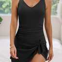 Aidonger One Piece Swim Dress Swimsuits for Women Tummy Control Swimdress Skirt Bathing Suit (Black, L)