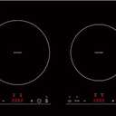 Empava Electric Stove Induction Cooktop Horizontal with 2 Burners in Black Vitro Ceramic Smooth Surface Glass 120V, 12 Inch