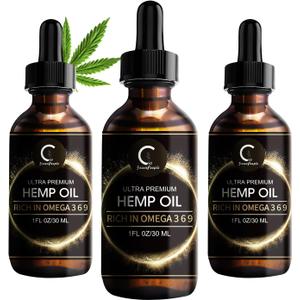 GPGP GreenPeople 3 Pack Natural Hemp Oil Extract, Immune System Support, Support Focus and Energy, and Support Nighttime Activities, Pure Extract, Rich in Omega 3&6&9 Fatty Acids (1 Fl Oz (Pack of 3))
