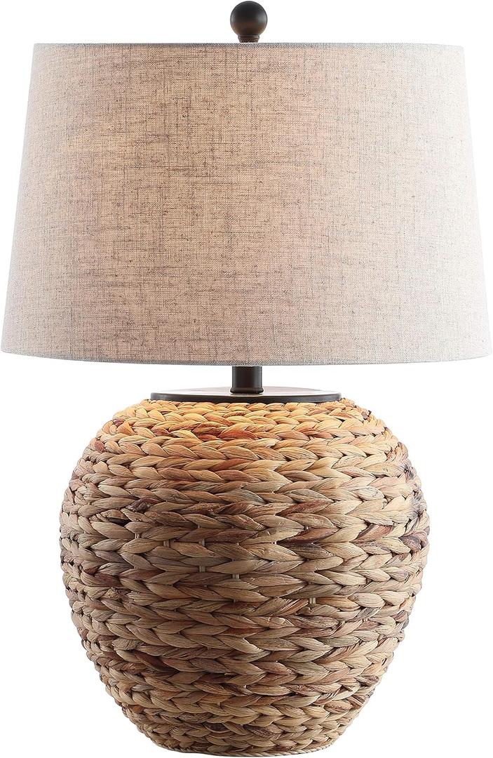 JONATHAN Y Alaro Table Lamp Woven Water Hyacinth Basket 24.5", Natural