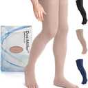 Doc Miller Thigh High Open Toe Compression Stockings 15-20mmHg for Varicose Veins, Pregnancy Support Open Toe Thigh High Compression Socks for Women and Men XL