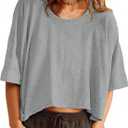 Tankaneo Womens Oversized T-Shirts Cropped Summer Casual Short Sleeve Loose Fit Tee Tops (X-Large)