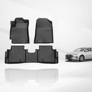 KELCSEECS Floor Mats Custom for Hyundai Elantra 2020 2019 2018 2017 All Weather Protection TPE Heavy Duty Non-Slip Automotive Floor Liners Fits Front & 2nd Row Full Set Accessories, Black