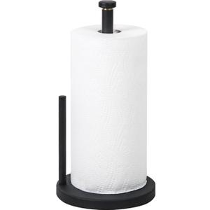 Black Paper Towel Holder Countertop, Black Stainless Steel Paper Towel Holder for Kitchen Bathroom with Anti Slip Weighted Base, Kitchen Roll Holder Fit Standard and Large Rolls,Gifts for Friends