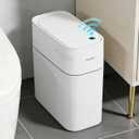 JUDRDO 3.5 Gallon Slim Automatic Trash Can for Bathroom,Touchless Diaper Trash Can with Trash Bag Auto-adsorption Technology,Motion Sensor Diaper Garbage Bins for Bedroom Office Kitchen Toilet (White)