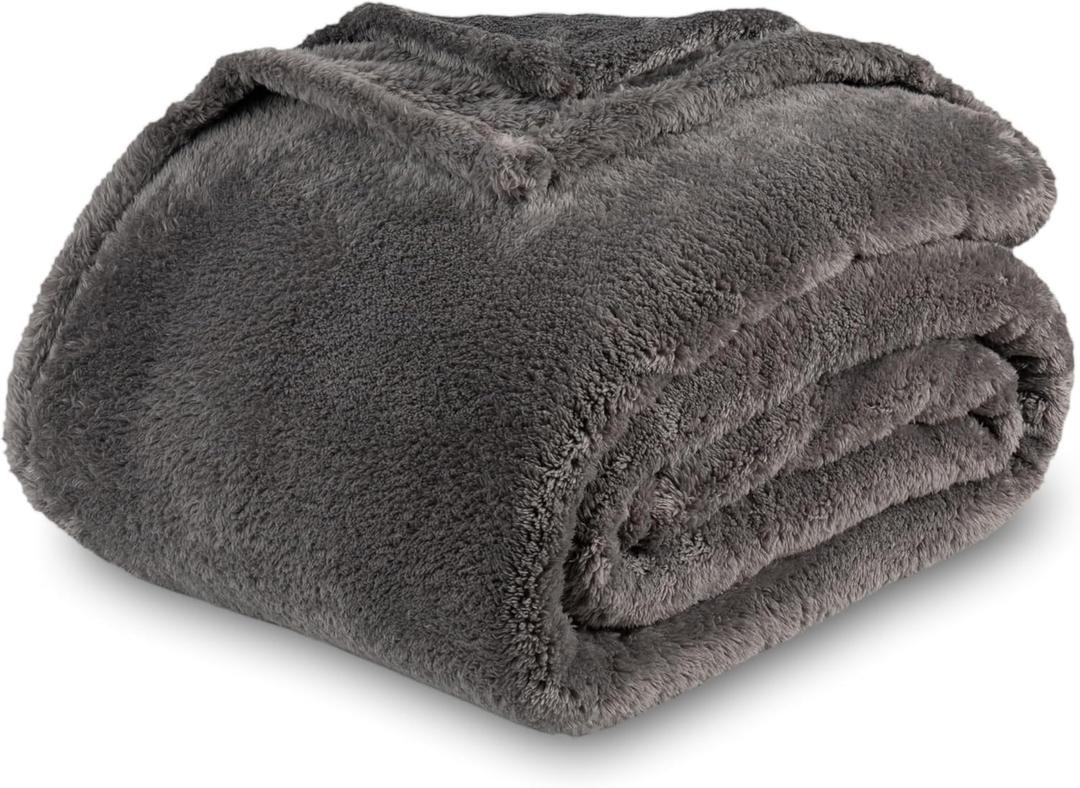 Berkshire Blanket Classic Extra-Fluffy Plush Throw Blanket, Soft Fuzzy Fluffy Long Hair Throw Blanket for Couch Sofa Bed, Shadow Grey, 50x60 Inches