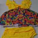 Edelqual Women's Plus Size Tankini Swimsuits Swim Dress Tummy Control Bathing Suits Two Piece High Waisted Swimwear 2025 (Yellow and Flower)
