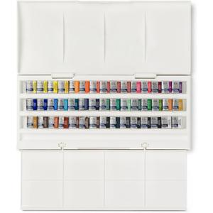 Winsor & Newton Cotman Watercolor Paint Set, Studio Set, 45 Half Pan w/ Brush