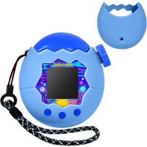 2 x ANKHOH Case for Tamagotchi Paradise, Soft Silicone Protective Cover & Skin with Detachable Lanyard for Virtual Electronic Pet , Anti-Scratch Holder for Travel and Everyday Carry, Blue