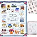 2026 Bucket List Calendar – Inspirational 12-Month Wall Calendar with Illustrated Pages, Gentle Daily Prompts for Mindful Living & Simple Joys, Thoughtful Gift for Friends & Family(B) Pack of 3
