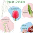 15 Pcs Deep Pink Artificial Tulips Fake Flowers, Premium Latex Lifelike Texture, UV Resistant Waterproof Faux Tulip Bouquets with Snap-on Petals for Outdoor, Home, Wedding Decor