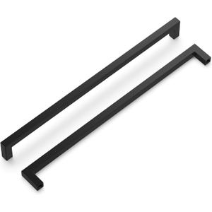Hickory Hardware Solid Core Kitchen Cabinet Pulls, Luxury Cabinet Handles, Hardware for Doors & Dresser Drawers, 12 Inch Hole Center, Matte Black, Skylight Collection(Pack of 1)